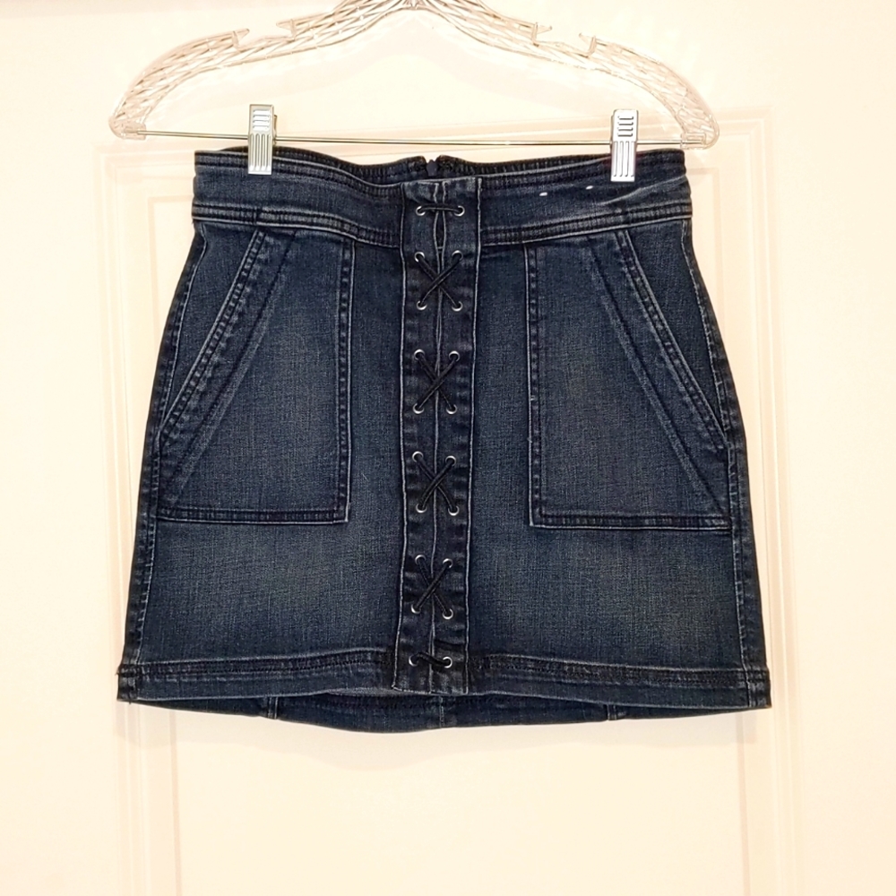 Express high waisted jean skirt